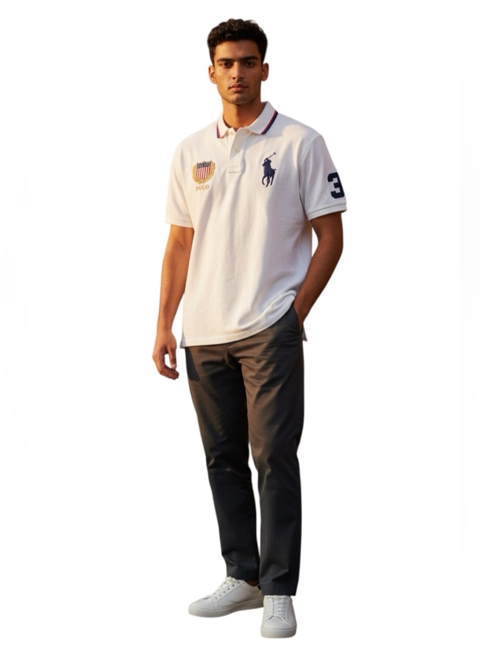 Polo Ralph Lauren Mens Big Pony 3 White Shirt Shield XXL 2XL Classic Fit S/S NWT